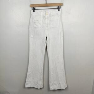 Faherty Portland Flare Corduroy Pants Womens 24 White Retro High‎ Rise Preppy